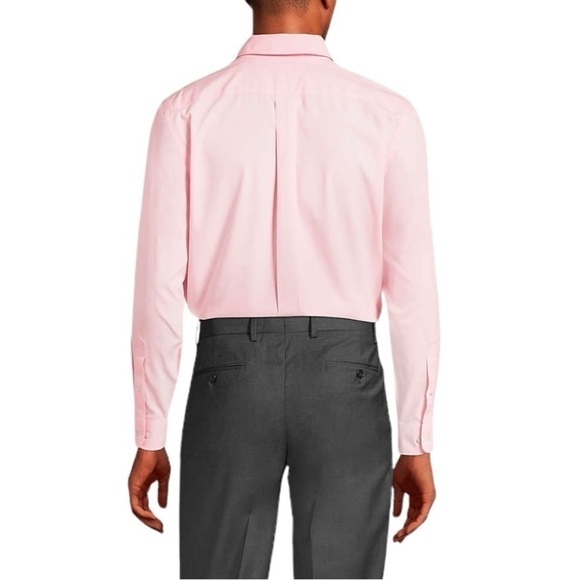 Lands End Men's No Iron Supima Buttondown Dress Shirt. Pink 16 1/2 - 37T #1211 - Picture 5 of 8